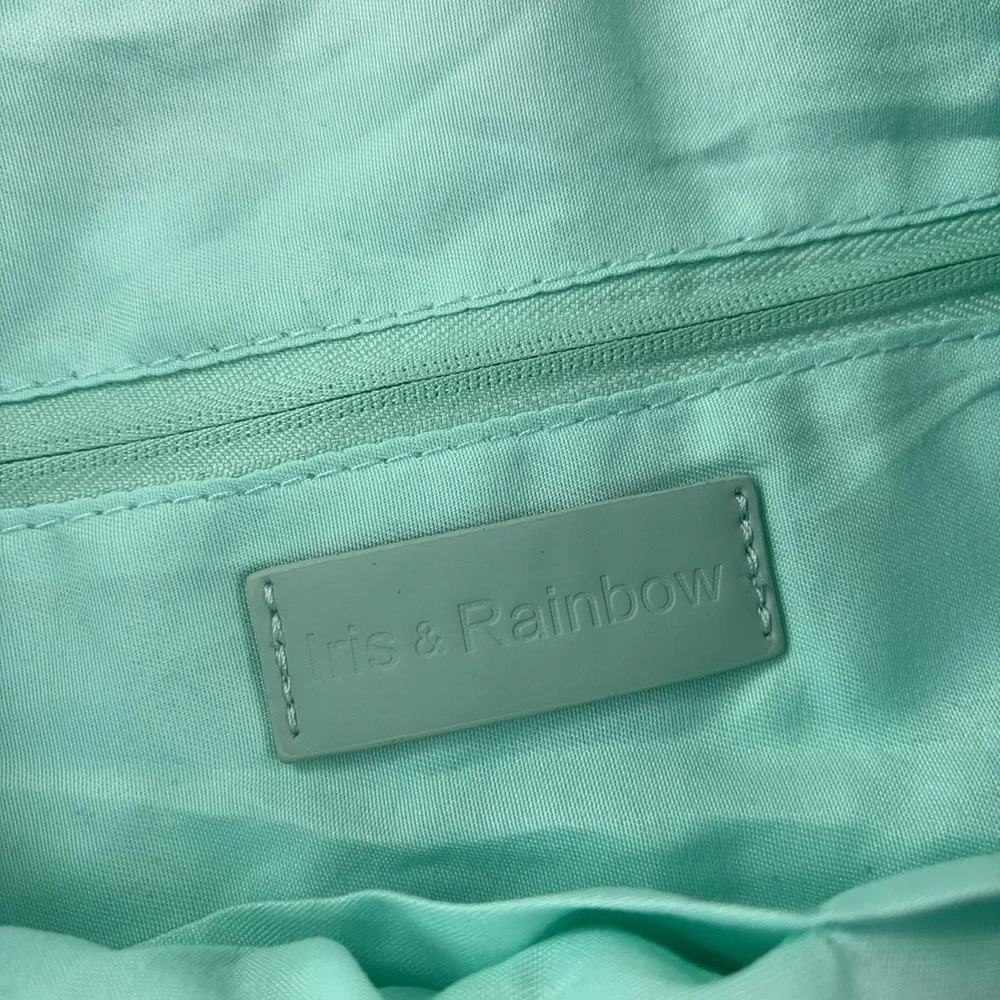 Iris & Rainbow Shoulder Bag Womens Large Green Quilted Puffer Zip Pockets